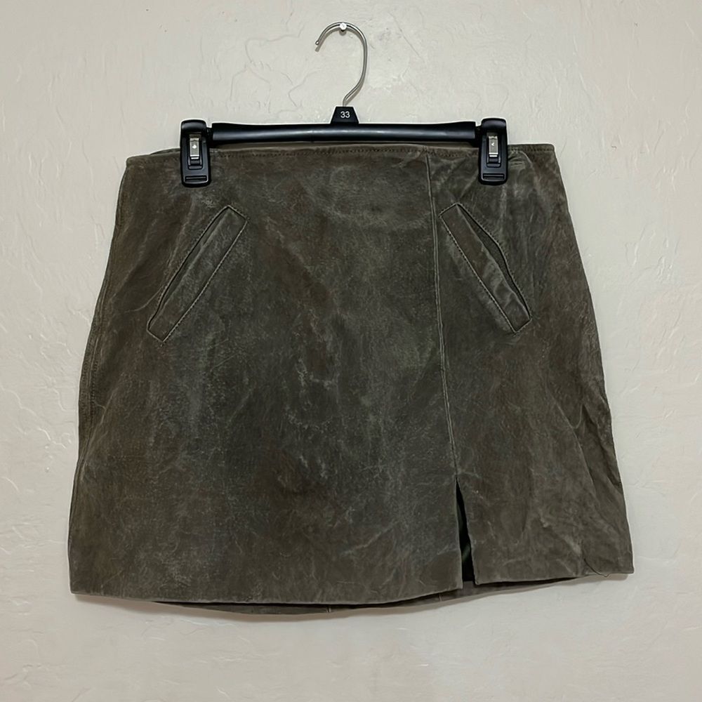 Blank NYC Zipper Casual Contemporary Closure Pockets Suede Leather Skirt